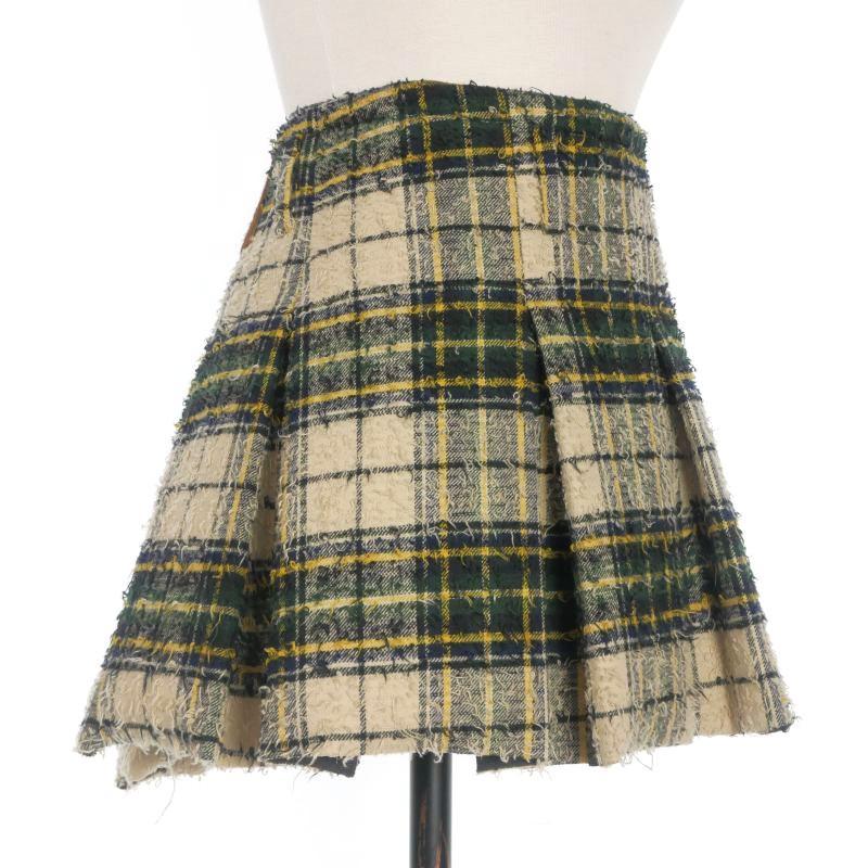 エムエーエスユー MASU SHAGGY PLAID SKIRT チェック プリーツスカート