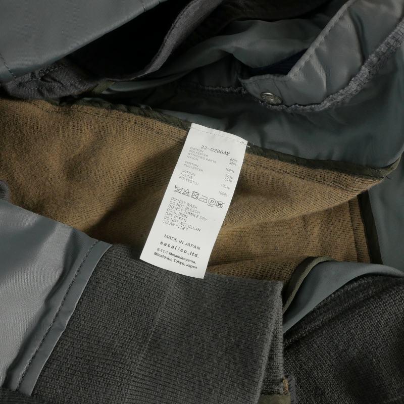 サカイ sacai 22AW Nylon Twill x Sponge Sweat Pullover ドッキング
