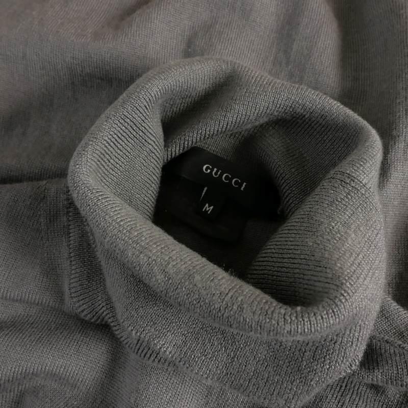 グッチ GUCCI カシミヤ混 タートルネック ニット セーター 長袖 M グレー メンズ_7