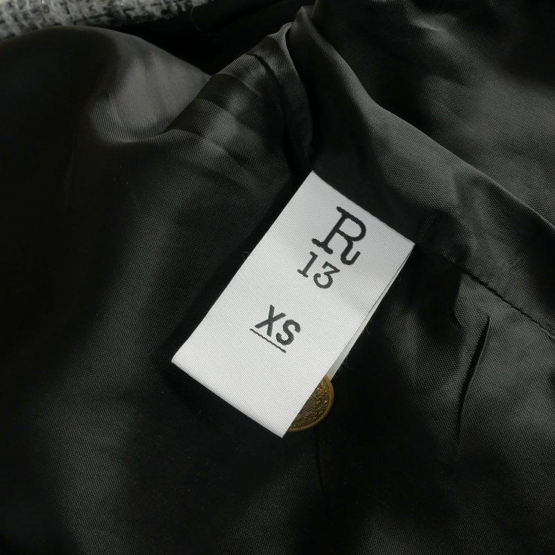 アールサーティーン R13 SLOUCH TWEED JACKET ツイード ノーカラージャケット ブレザー 長袖 XS グレー R13WR127-R273A レディースの画像