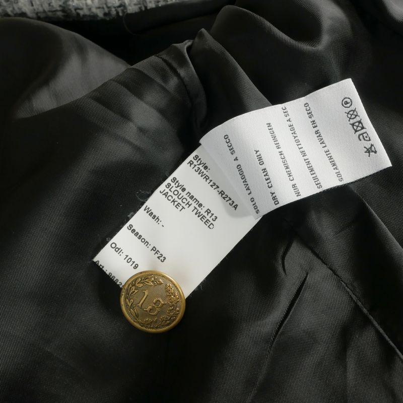 アールサーティーン R13 SLOUCH TWEED JACKET ツイード ノーカラージャケット ブレザー 長袖 XS グレー R13WR127-R273A レディースの画像