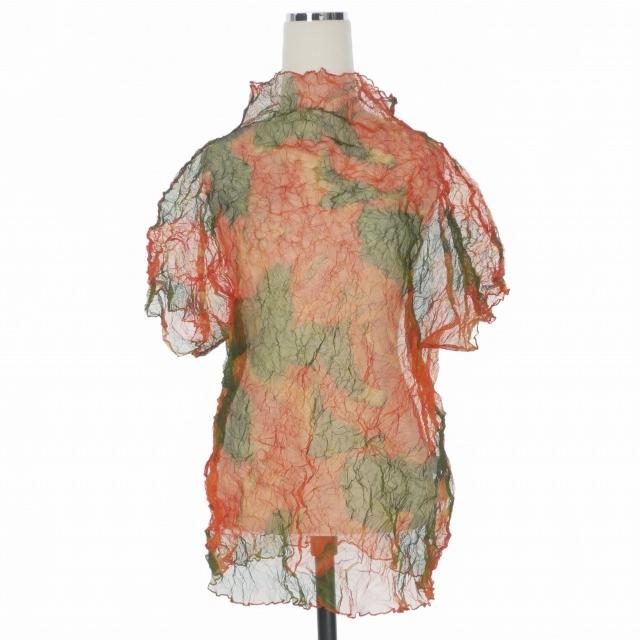 レリアン Leilian シアープリーツTシャツ カットソー 13 レッド 