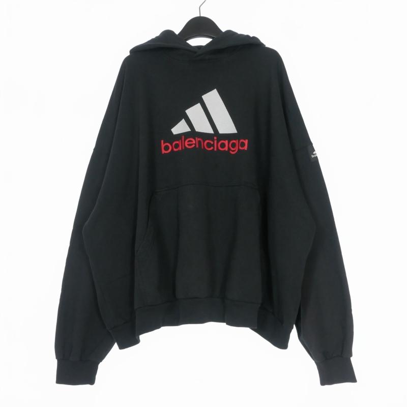 Balenciaga アディダス コラボ パーカー ブラック BALENCIAGA（バレンシアガ） × アディダス adidas 22AW ロゴ刺繍