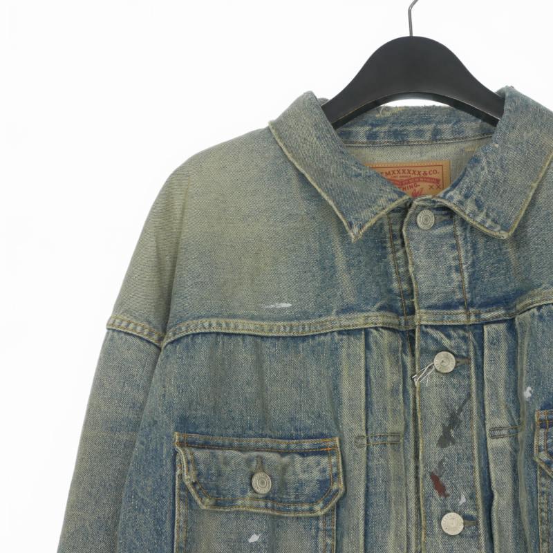 未使用品 セントマイケル × ベルベルジン 23AW DENIM JACKET DAMAGE ダメージ加工 デニムジャケット ブルゾン 長袖 S SM-A23-0000-C17の画像