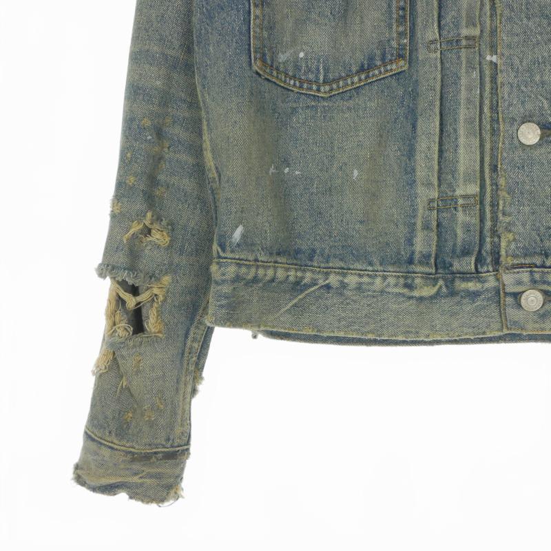 未使用品 セントマイケル × ベルベルジン 23AW DENIM JACKET DAMAGE ダメージ加工 デニムジャケット ブルゾン 長袖 S SM-A23-0000-C17の画像