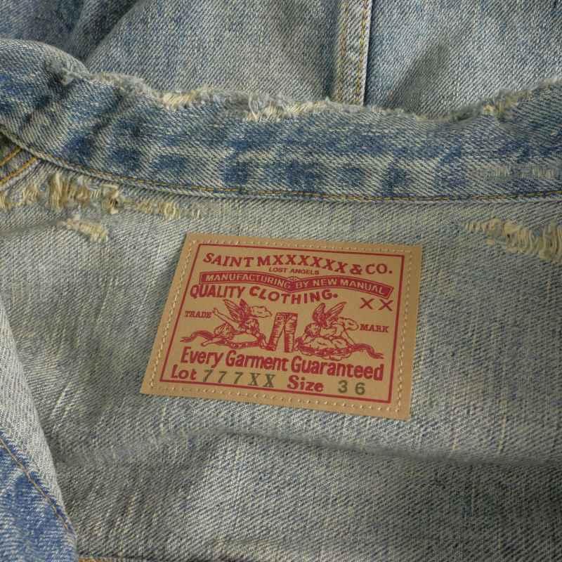未使用品 セントマイケル × ベルベルジン 23AW DENIM JACKET DAMAGE ダメージ加工 デニムジャケット ブルゾン 長袖 S SM-A23-0000-C17の画像