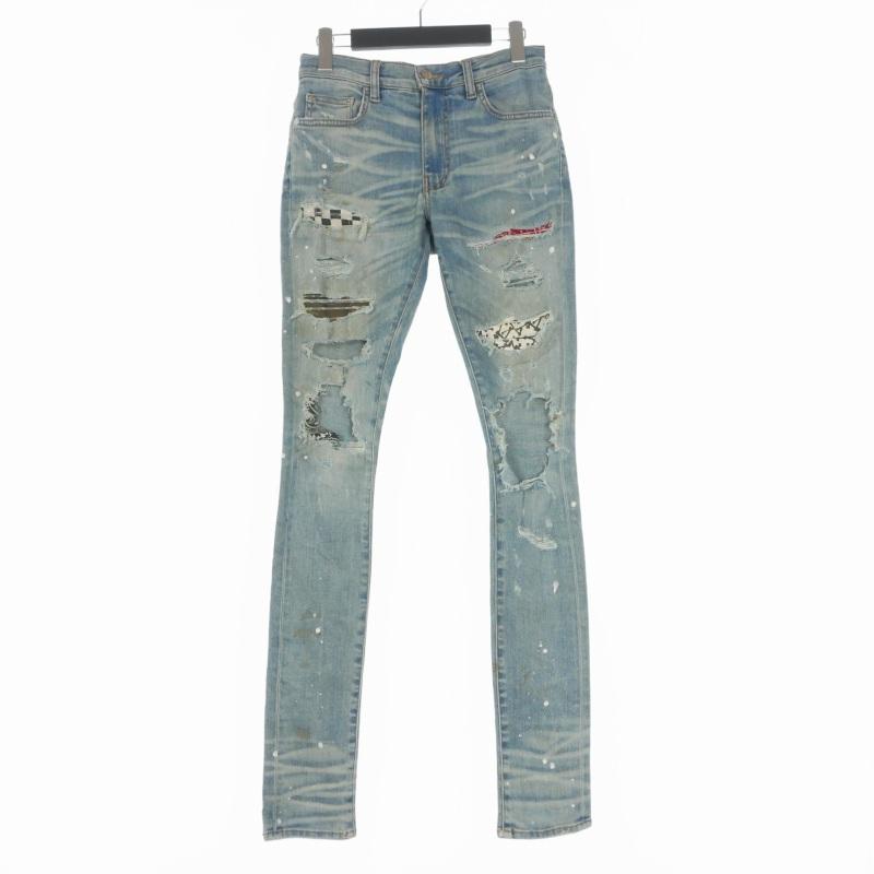アミリ AMIRI ダメージ加工 パッチワーク リメイク デニムパンツ 