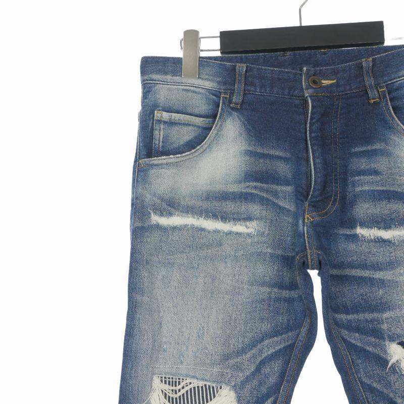メンズ ダブルジェイケイ wjk tight knit-denim RP ダメージ加工 
