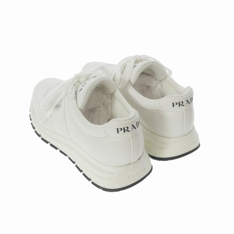 PRADA（プラダ） ロゴ レザー ローカットスニーカー 靴 6 ホワイト 白