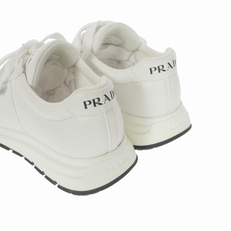 PRADA（プラダ） ロゴ レザー ローカットスニーカー 靴 6 ホワイト 白