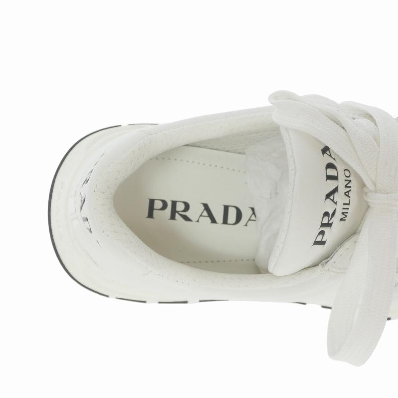 プラダ PRADA ロゴ レザー ローカットスニーカー 靴 6 ホワイト 白 PRADA（プラダ） ロゴ レザー ローカットスニーカー 靴 6 ホワイト 白