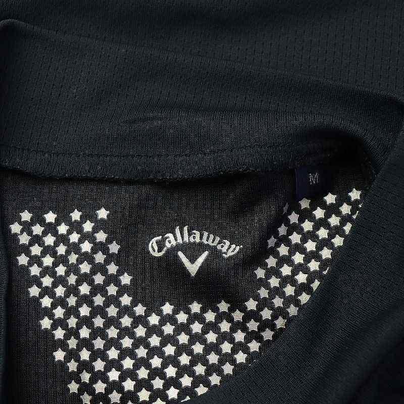 キャロウェイ CALLAWAY ゴルフウェア ロゴプリント Tシャツ カットソー 半袖 クローズドメッシュ モックネック M 黒 C22134119｜vectorpremium｜03