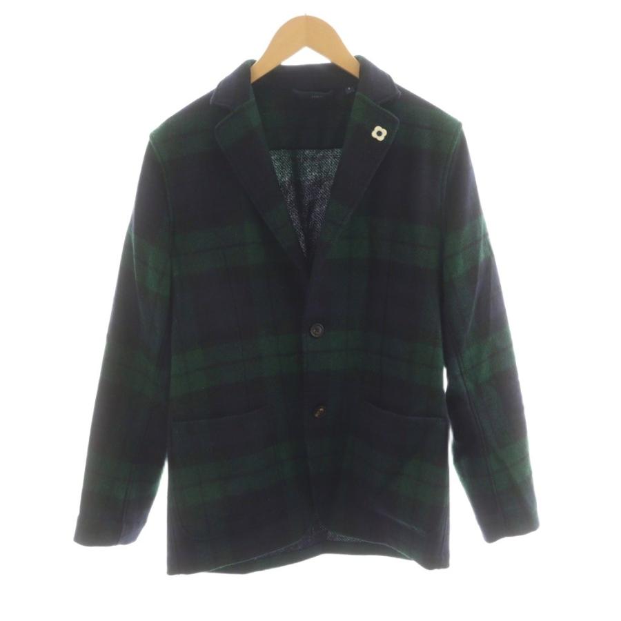 未使用品/ XL プラダ　テーラードジャケット　グリーン　黒　茶　切替え　52 未使用品/ XL プラダ テーラードジャケット グリーン 黒 茶 切替え 52