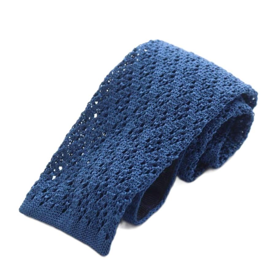 TIEYOURTIE タイユアタイ ネクタイ ブルー系 無地 シルク 美品 タイ ユア TIE YOUR ニットタイ ネクタイ シルク 絹 青 ブルー /AN32