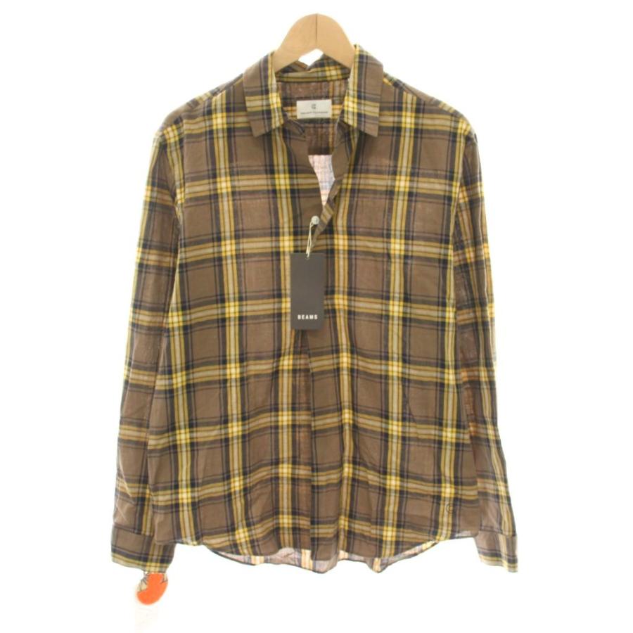 【中古】未使用品 コロニークロージング リネンプールサイドシャツ 長袖 チェック柄 M 茶CC2401-SH02-02BMS  メンズ 未使用品 コロニークロージング リネンプールサイドシャツ スキッパー