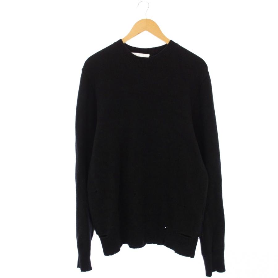 ジバンシィ GIVENCHY ニット セーター 長袖 ダメージ加工 M 黒 /KH