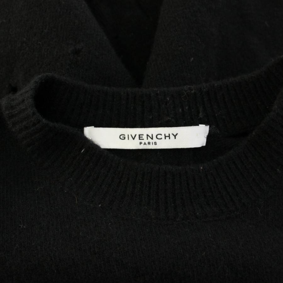 ジバンシィ GIVENCHY ニット セーター 長袖 ダメージ加工 M 黒 /KH
