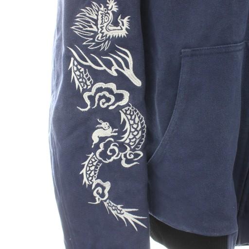 FR2 パーカー ジップアップ スカル ロゴ 刺繍 L 紺 ネイビー /AN22