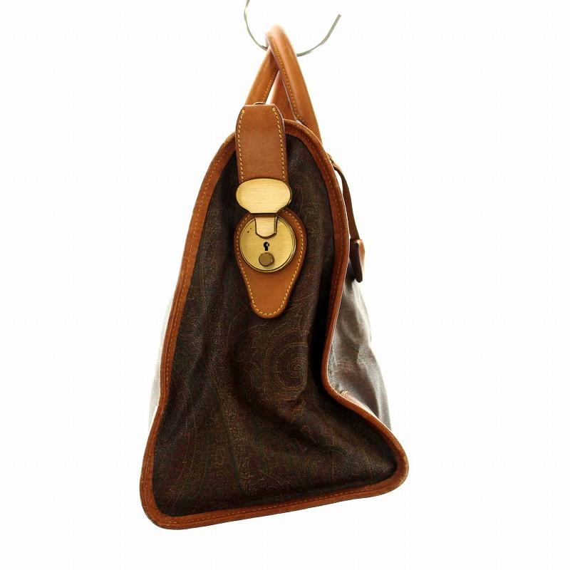 ETRO（エトロ） ハンドバッグ ミニボストンバッグ PVC ペイズリー柄 茶