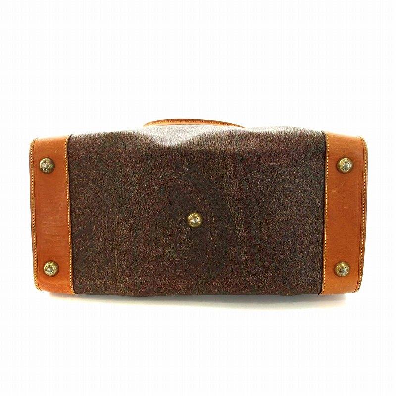 ETRO（エトロ） ハンドバッグ ミニボストンバッグ PVC ペイズリー柄 茶