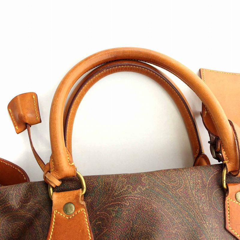 ETRO（エトロ） ハンドバッグ ミニボストンバッグ PVC ペイズリー柄 茶