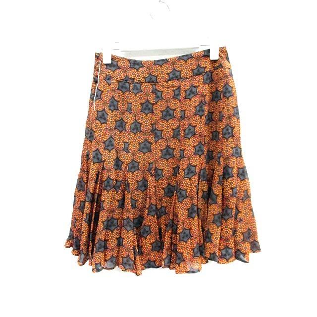 ドレスキャンプ DRESSCAMP スカート ひざ丈 フレア 総柄 シルク 38  