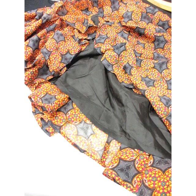 ドレスキャンプ DRESSCAMP スカート ひざ丈 フレア 総柄 シルク 38  