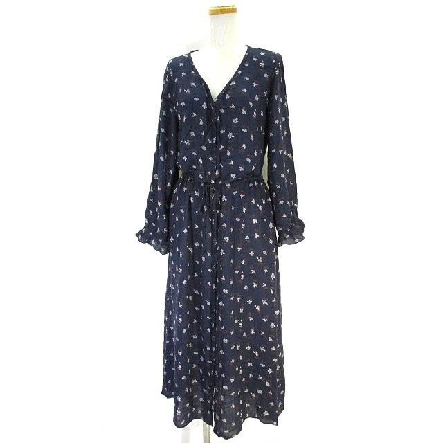 中古 ニコアンド Niko And ノーカラー シャツ ワンピース ロング 長袖 花柄 3 ネイビー 紺 レディース ベクトル 古着 146 ブランド古着販売のベクトル 通販 Yahoo ショッピング
