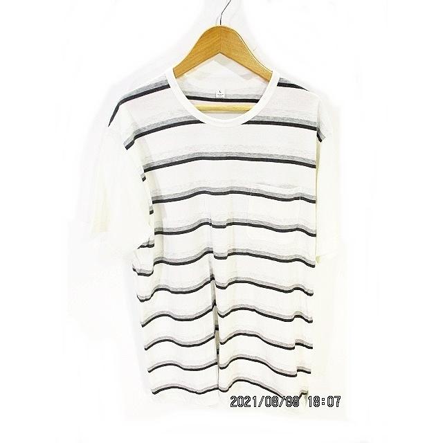 ユニクロ Uniqlo Tシャツ カットソー 半袖 クルーネック ボーダー 胸ポケット 白 黒 ホワイト ブラック L メンズ 146 ブランド古着販売のベクトル 通販 Yahoo ショッピング