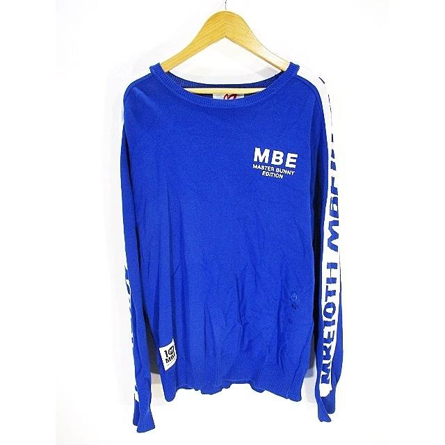 中古 Size4 マスターバニー Master Bunny ゴルフ ウェア ブルー Anniversary ニット セーター 10th Anniversary ロゴ 青 ブルー メンズ 古着 Size4 146 国内正規 ベクトル ブランド古着販売のベクトル 購入販促品 の