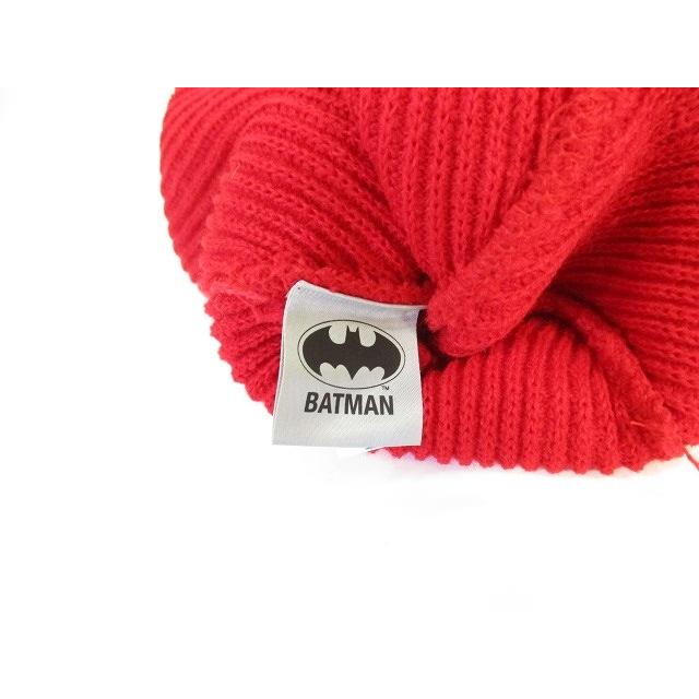 美品 バットマン ニット キャップ 帽子 レッド 赤 ロゴ 刺繍 ZX メンズ 