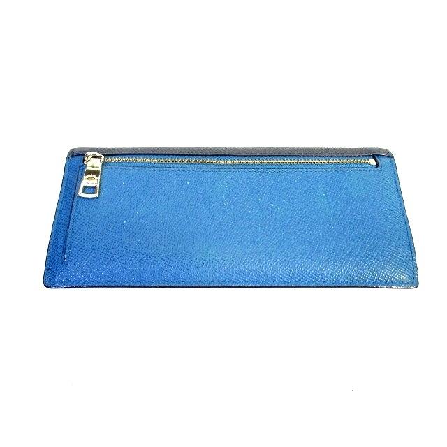 中古 コーチ COACH 2つ折り 長財布 G1592 バイカラー ネイビー ブルー