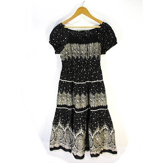 ピンクハウス Pink House ワンピース 半袖 ロング 総柄 花柄 黒 ブラック レディース 146 ブランド古着販売のベクトル 通販 Yahoo ショッピング