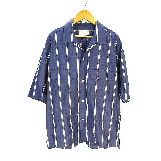 トゥモローランド TOMORROWLAND オーバーサイズ カジュアル シャツ 半袖 ストライプ ブルー 青 size S メンズ  :146-202210140212:ブランド古着販売のベクトル - 通販 - Yahoo!ショッピング