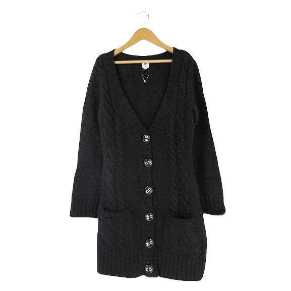 COURREGES クレージュ カーディガンニットセーターリブブラック