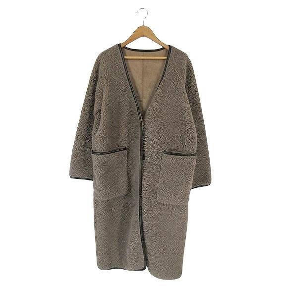 バビロン BABYLONE リバーシブル ボア ロング コート パイピング 無地