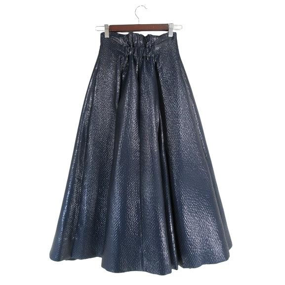 Sov.　ソブ　2023AW　ラメジャガード　フレアロングスカート　ブルー　36 Sov. ソブ 2023AW ラメジャガード フレアロングスカート ブルー 36 Sov