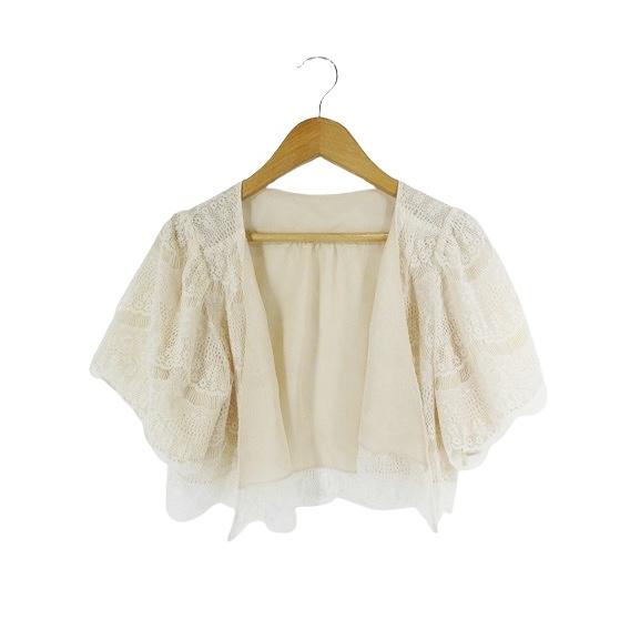 ルゥデルゥ Rew de リバーシブル ボレロ 半袖 シフォン レース 