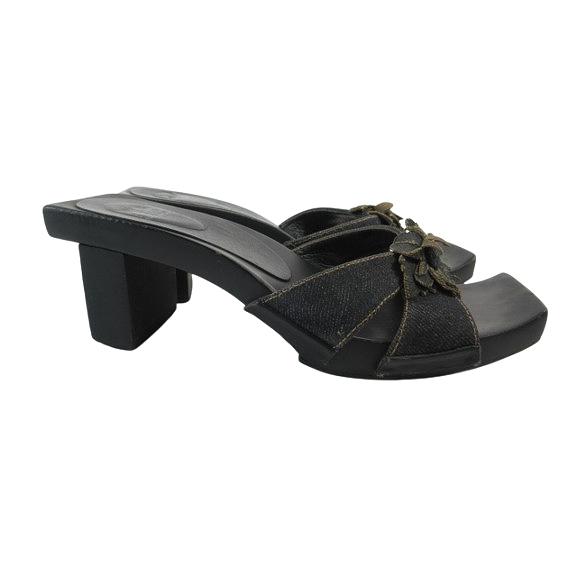 FENDI（フェンディ） サンダル ミドルヒール デニム フラワー サイズ35 