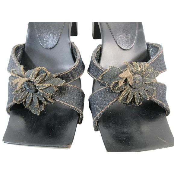 FENDI（フェンディ） サンダル ミドルヒール デニム フラワー サイズ35