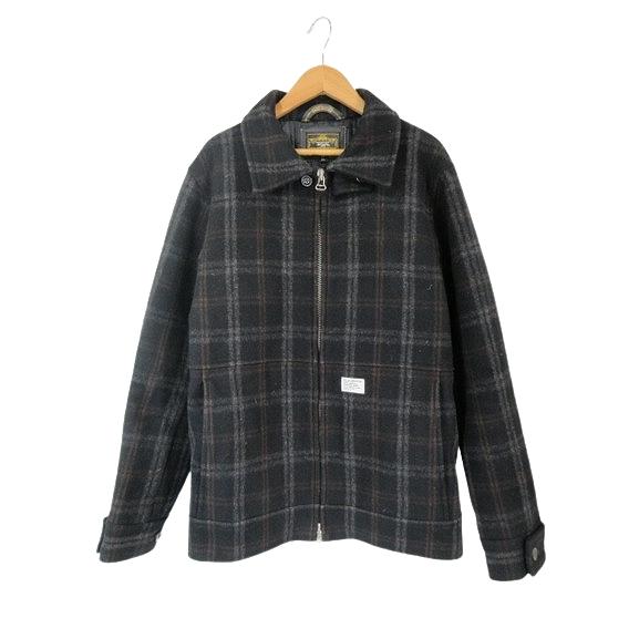 【中古】ダブルタップス WTAPS グリース ジャケット 前開き ジップ 長袖 チェック サイズM 黒系 QQQ ☆AA★ メンズ ダブルタップス WTAPS グリース ジャケット 前開き ジップ 長袖