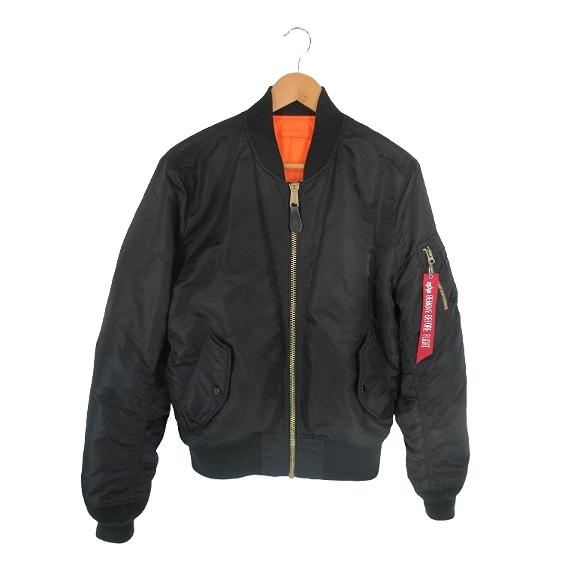 【中古】アルファ ALPHA インダストリーズ INDUSTRIES RN35569 フライト ジャケット MA-1 中綿 リブ袖 無地 ブラック M アルファ ALPHA インダストリーズ INDUSTRIES RN35569 フライト