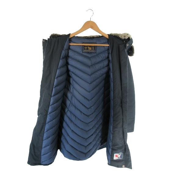 ウールリッチ WOOLRICH 1402072 ダウン ジャケット コート フード ファー ジップフライ ボタン 無地 ネイビー サイズM QQQ レディース_2
