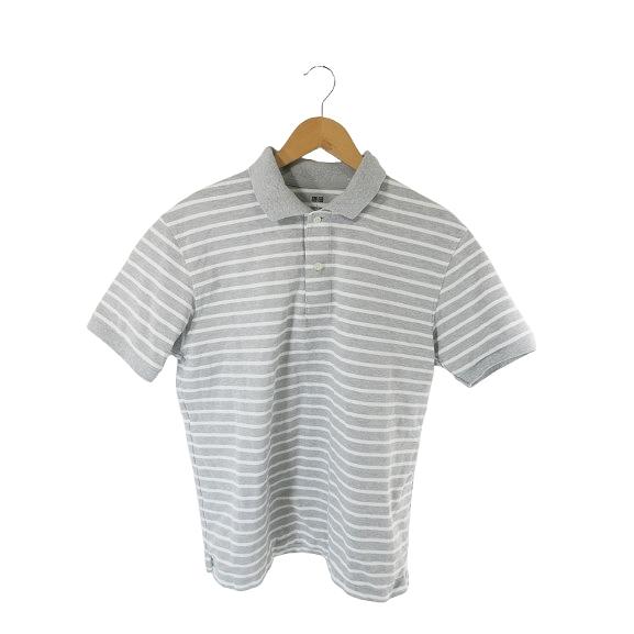 ユニクロ（UNIQLO） プルオーバー ポロシャツ 半袖 ボーダー グレー