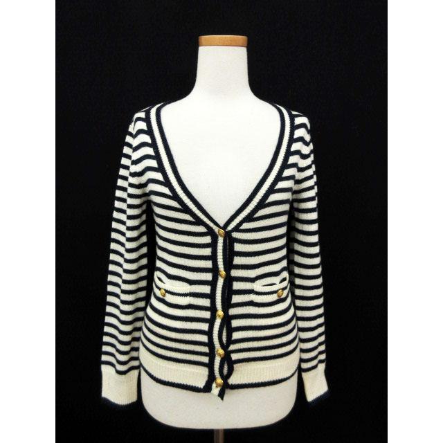 khaju☆カージュ☆フリンジボーダーロングカーディガン カージュ Khaju カーディガン ニット 長袖 ボーダー 紺 ネイビー /ka