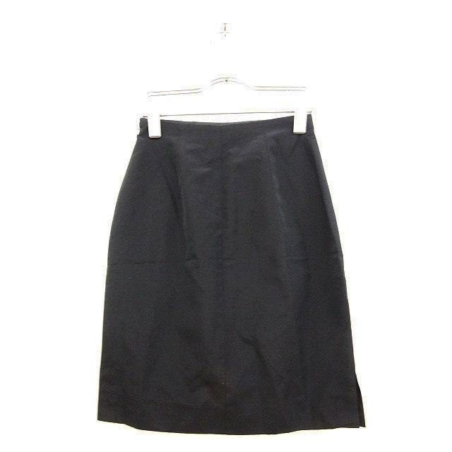 ラルフローレン RALPH LAUREN スカート タイト ひざ丈 絹 シルク 7 紺  
