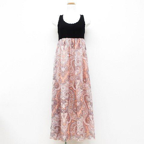 中古 イング Ingni シフォンマキシワンピース チュニック ノースリーブ ロング丈 ペイズリー柄 サーモンピンク 黒 M レディース ベクトル 古着 151 ブランド古着販売のベクトル 通販 Yahoo ショッピング