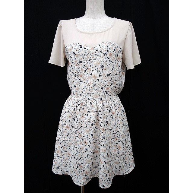 マジェスティックレゴン Majestic Legon ワンピース 半袖 シフォン ウエストゴム 花柄 Free ベージュ 春夏 レディース 154 ブランド古着販売のベクトル 通販 Yahoo ショッピング