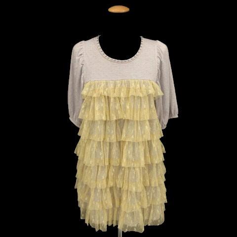 ミークチュール Me couture チュニック 五分袖 グレー ベージュ 
