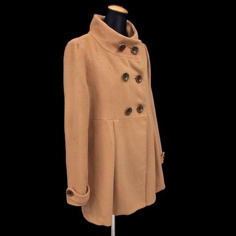 【美品】ロペ　ロングコート　カシミヤ　ウール　女優襟　Aライン　ピンクベージュ 秋冬【ピンクベージュ】ウール上品Aラインフレアコート♥️ コート